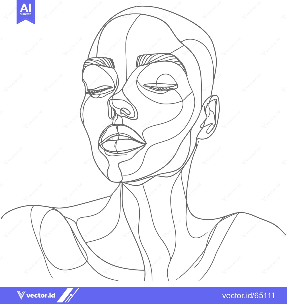 Premium Vector dari Abstract Line Drawing of a Woman's Face