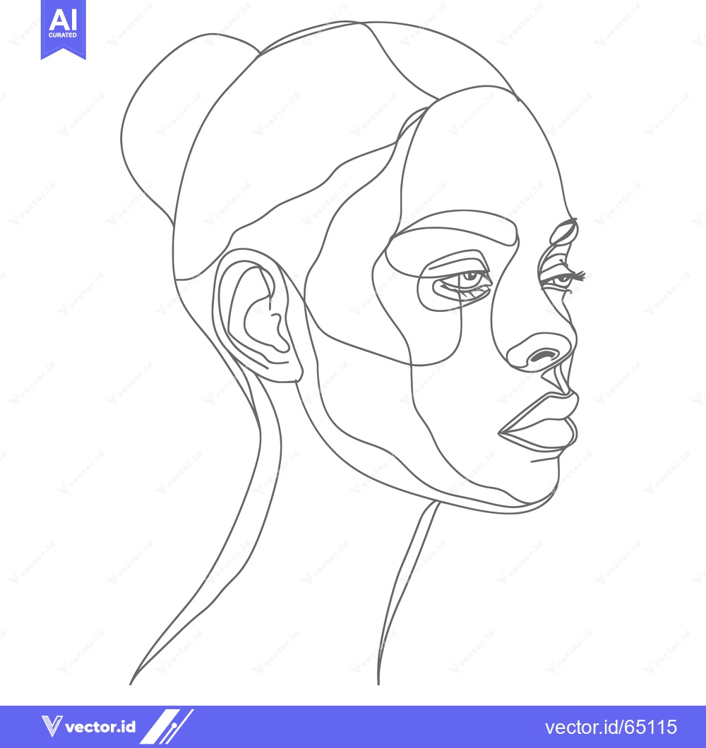 Premium Vector dari One-Line Drawing of a Woman's Face in Profile