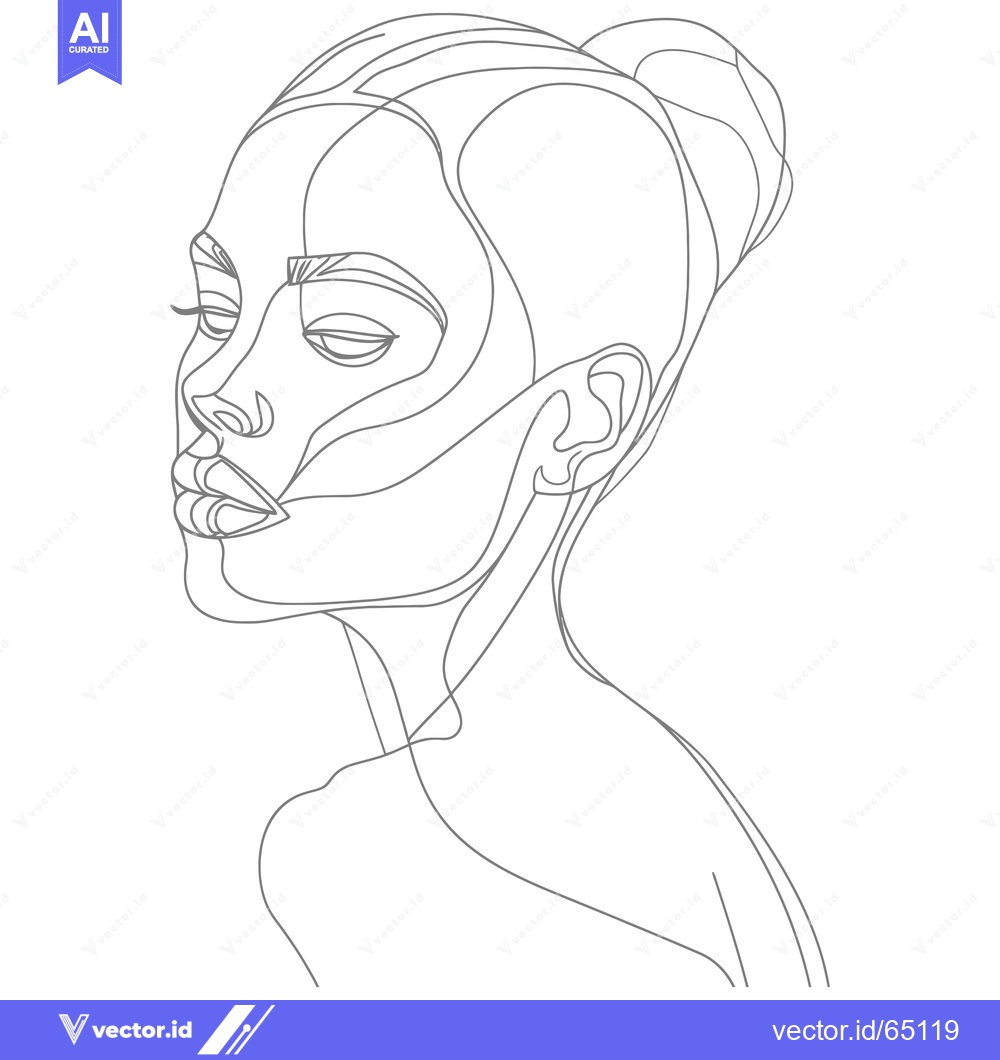 Premium Vector dari Single Line Art Drawing of a Woman's Face and Neck