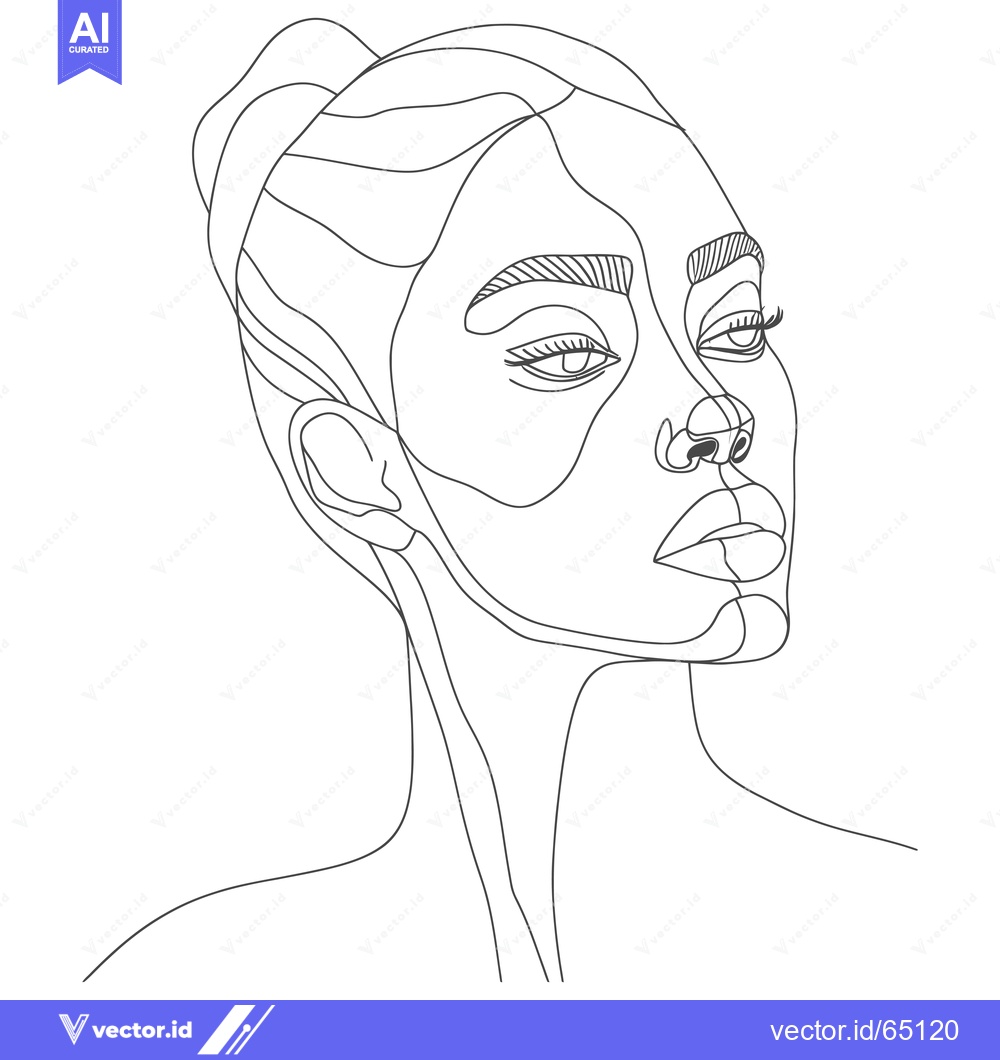 Premium Vector dari Line Art Portrait of a Woman's Face with Upward Gaze