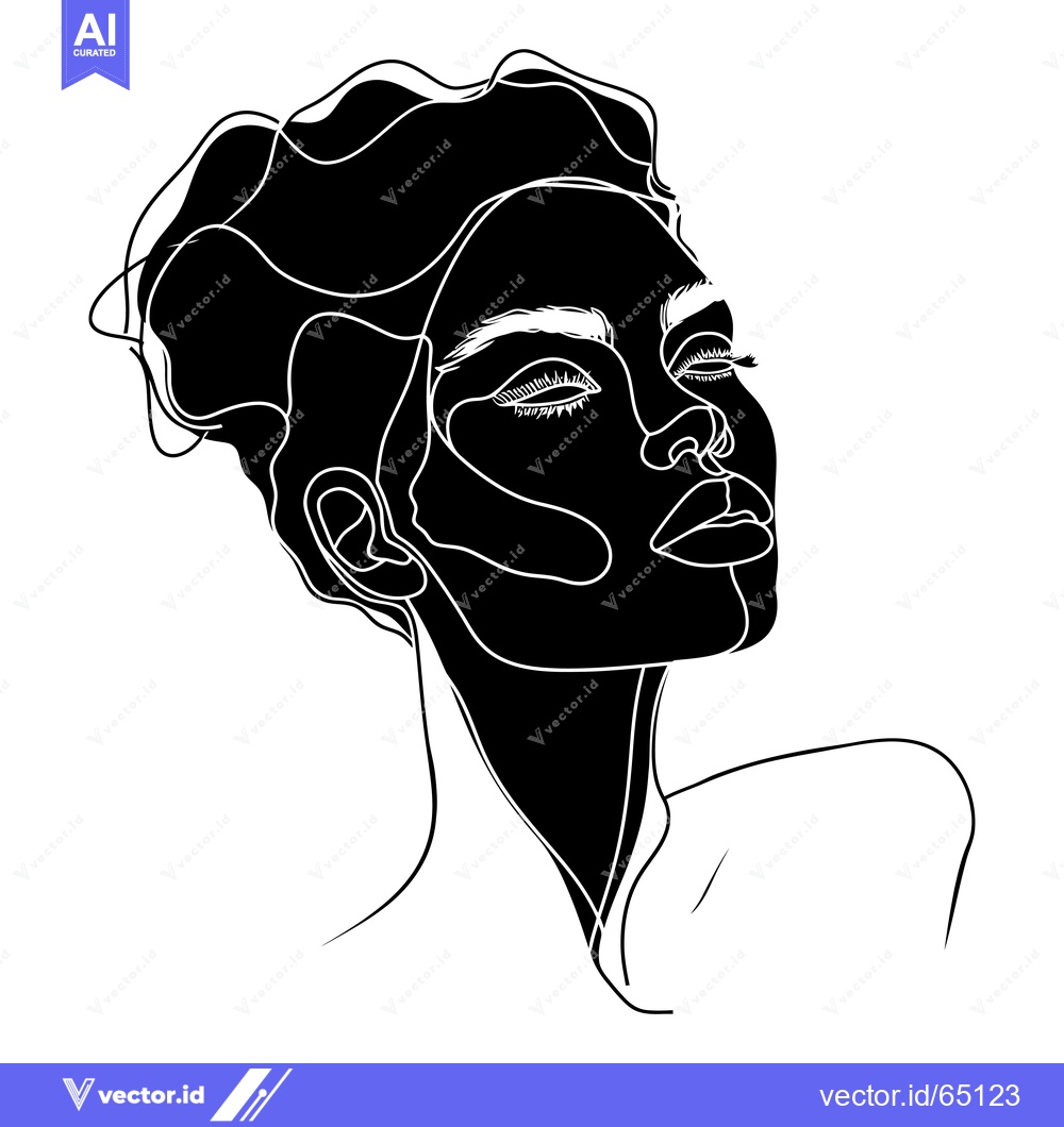 Premium Vector dari A Line Art Portrait of a Woman with Closed Eyes