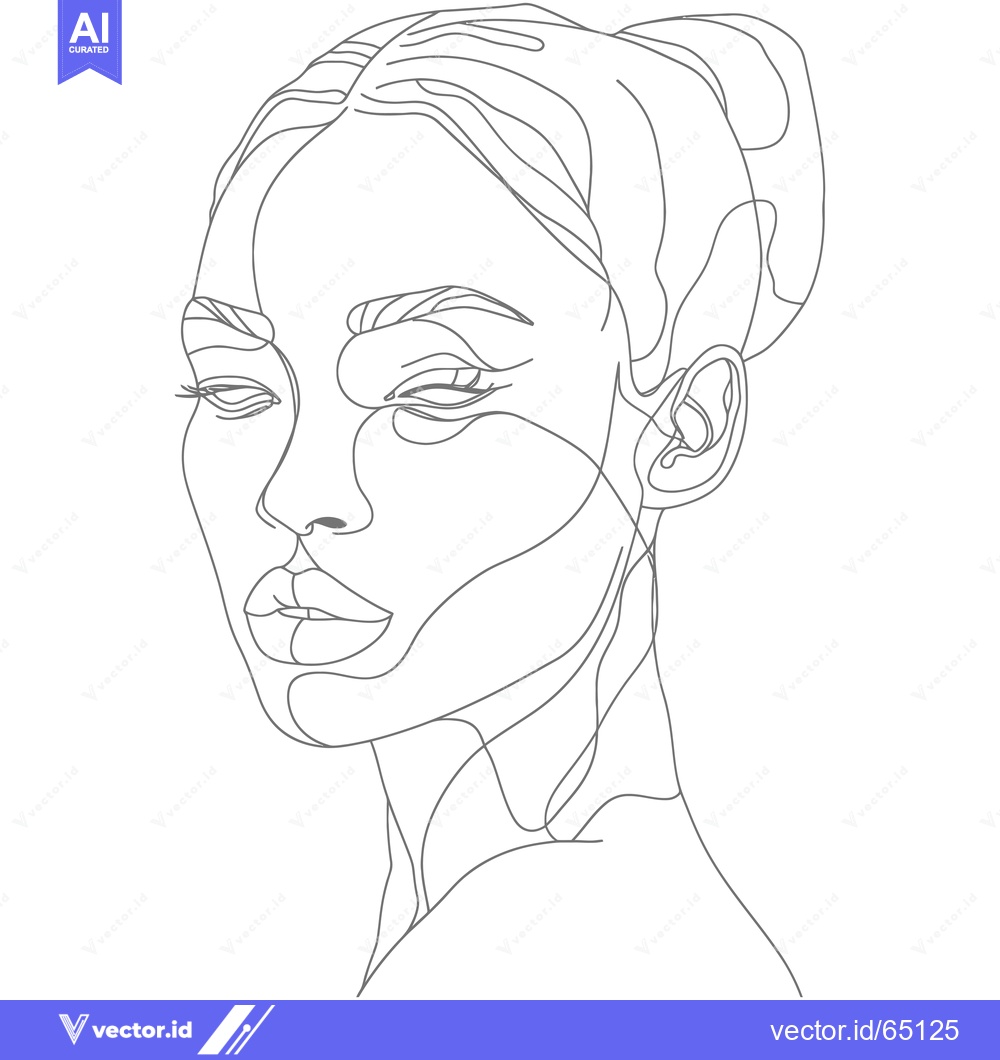 Premium Vector dari Single-Line Drawing of a Woman's Face with Eyes Closed
