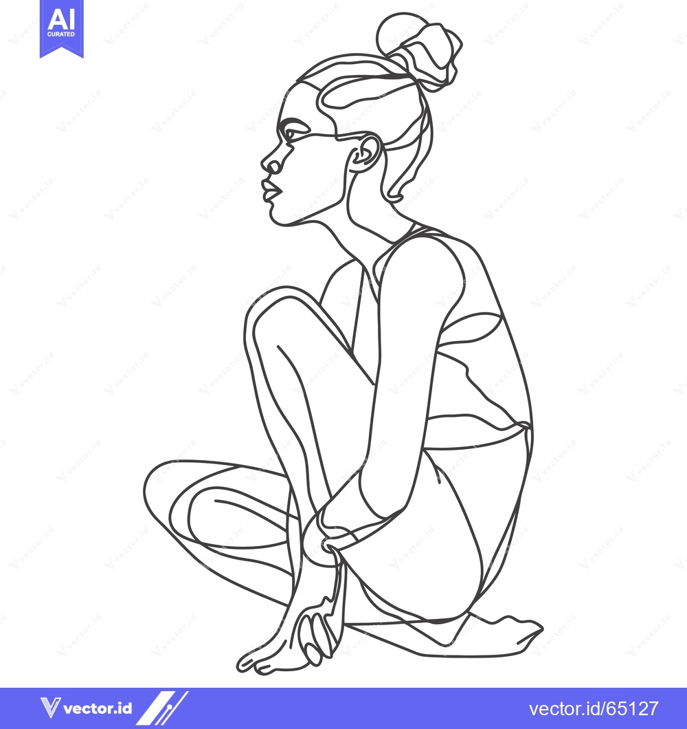 Premium Vector of One Line Drawing of a Woman Sitting with Her Legs Crossed