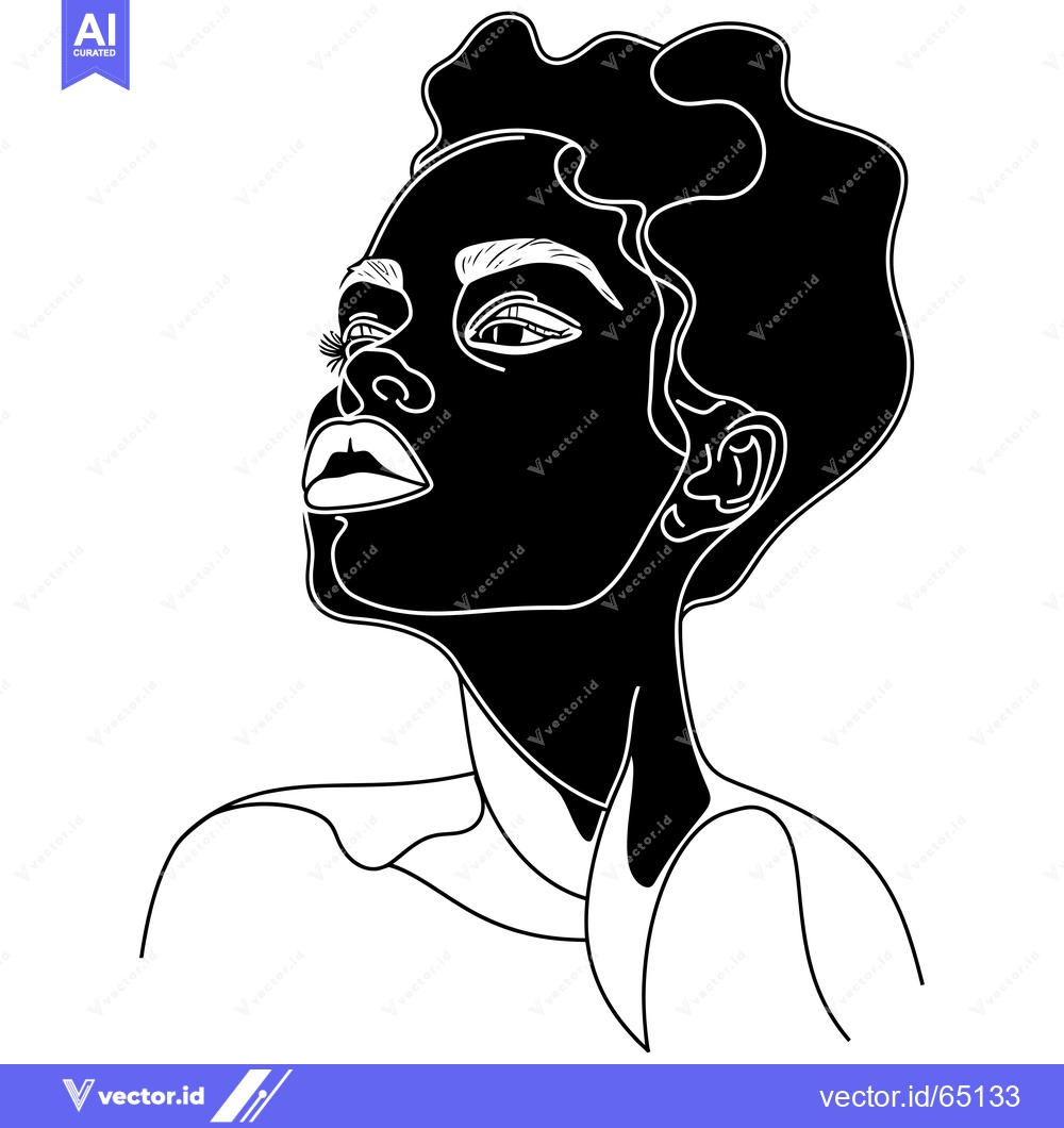 Premium Vector of Silhouette of a woman with curly hair looking upwards