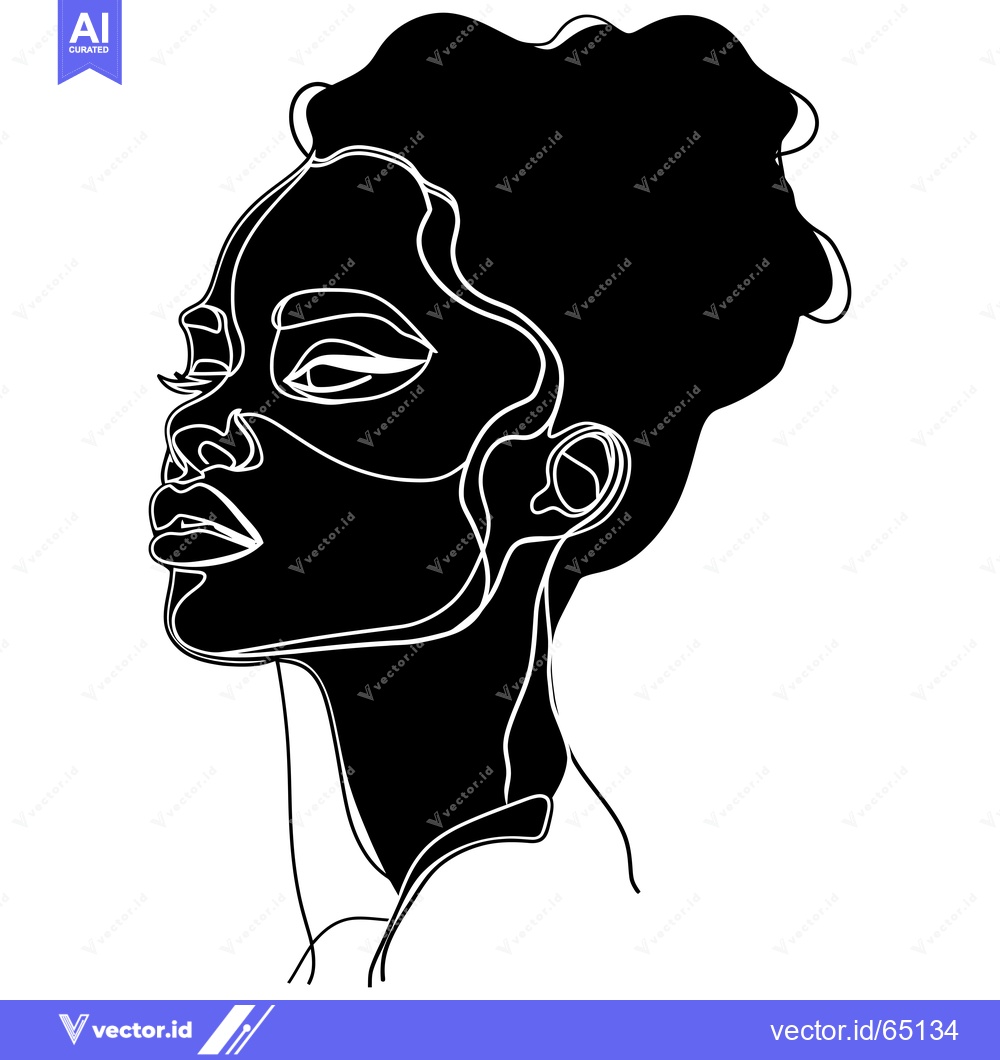 Premium Vector dari Black and White Line Art Portrait of a Woman's Face