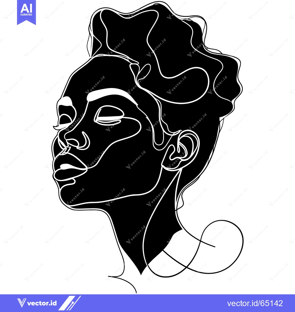 Premium Vector dari Abstract Line Art Portrait of a Woman with Closed Eyes