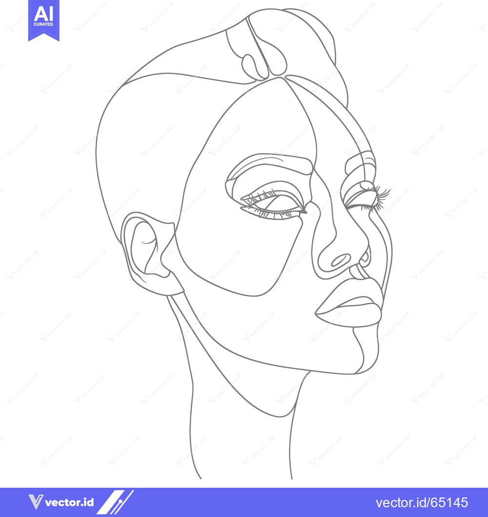 Premium Vector of Single Line Drawing of a Woman's Face with Closed Eyes