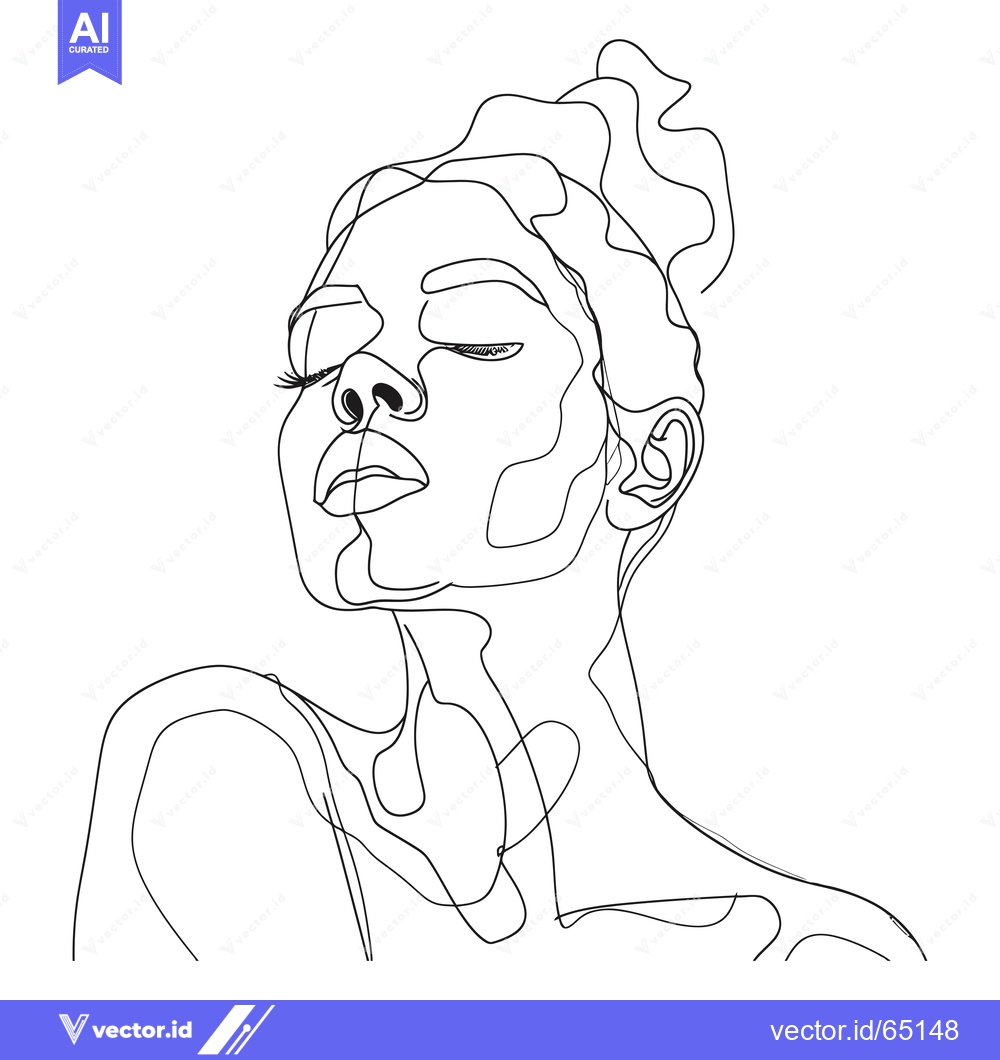 Premium Vector of Abstract Line Drawing of a Woman's Face with Closed Eyes