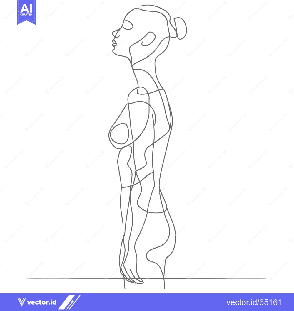 Premium Vector of Continuous Line Drawing of a Woman Standing in Profile