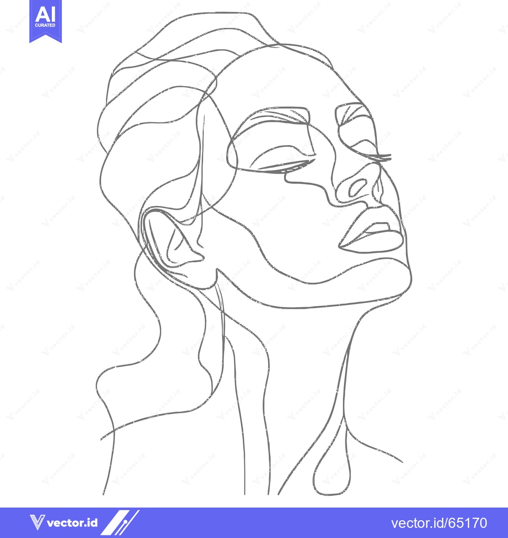 Premium Vector of Single-Line Drawing of a Woman's Face with Closed Eyes