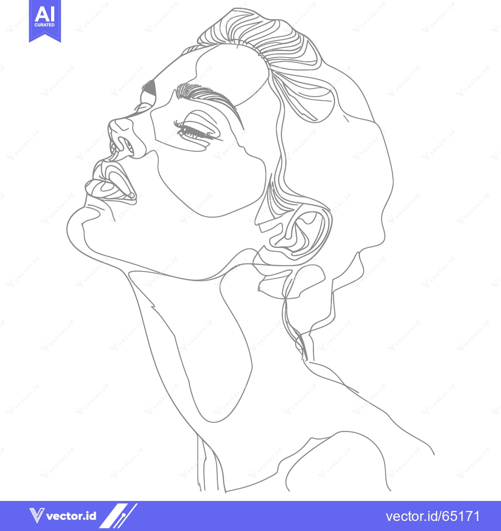 Premium Vector of A Single Line Drawing of a Woman's Profile with Her Head Tilted Back