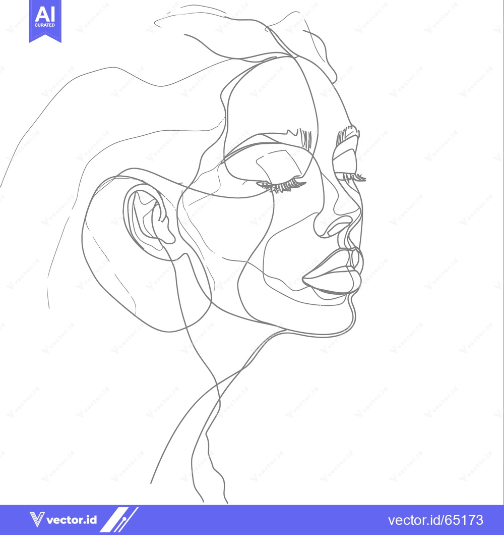 Premium Vector dari Single-Line Drawing of a Woman's Face with Eyes Closed