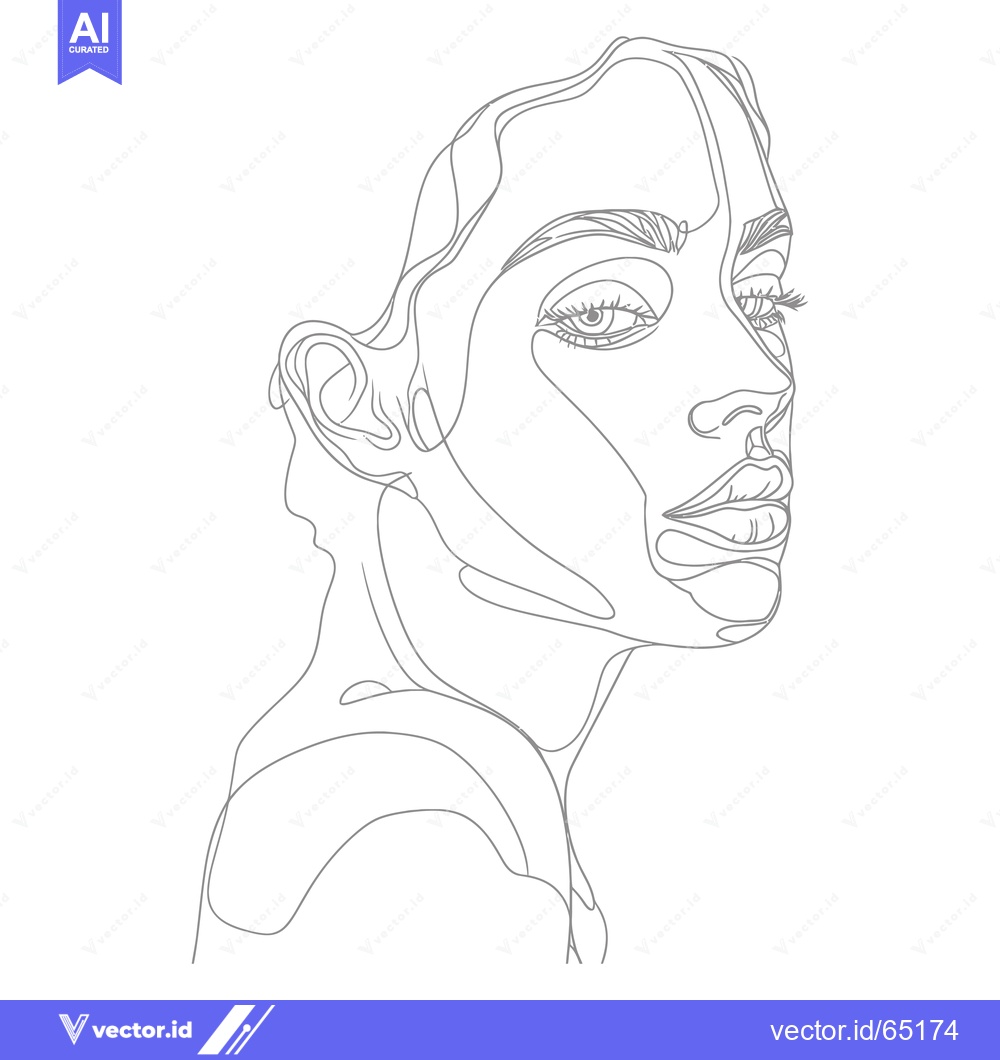 Premium Vector of Abstract Line Art Portrait of a Woman's Face