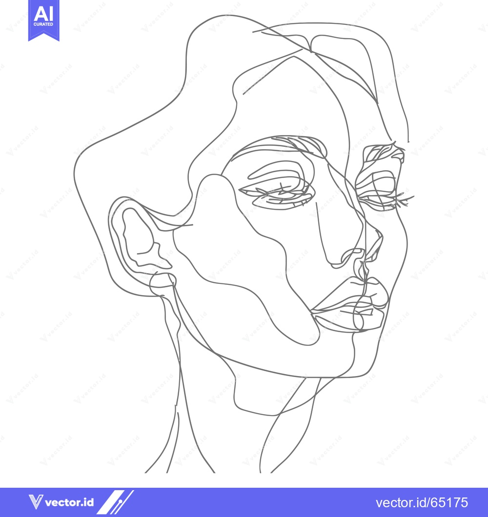 Premium Vector dari Abstract Line Drawing of a Woman's Face