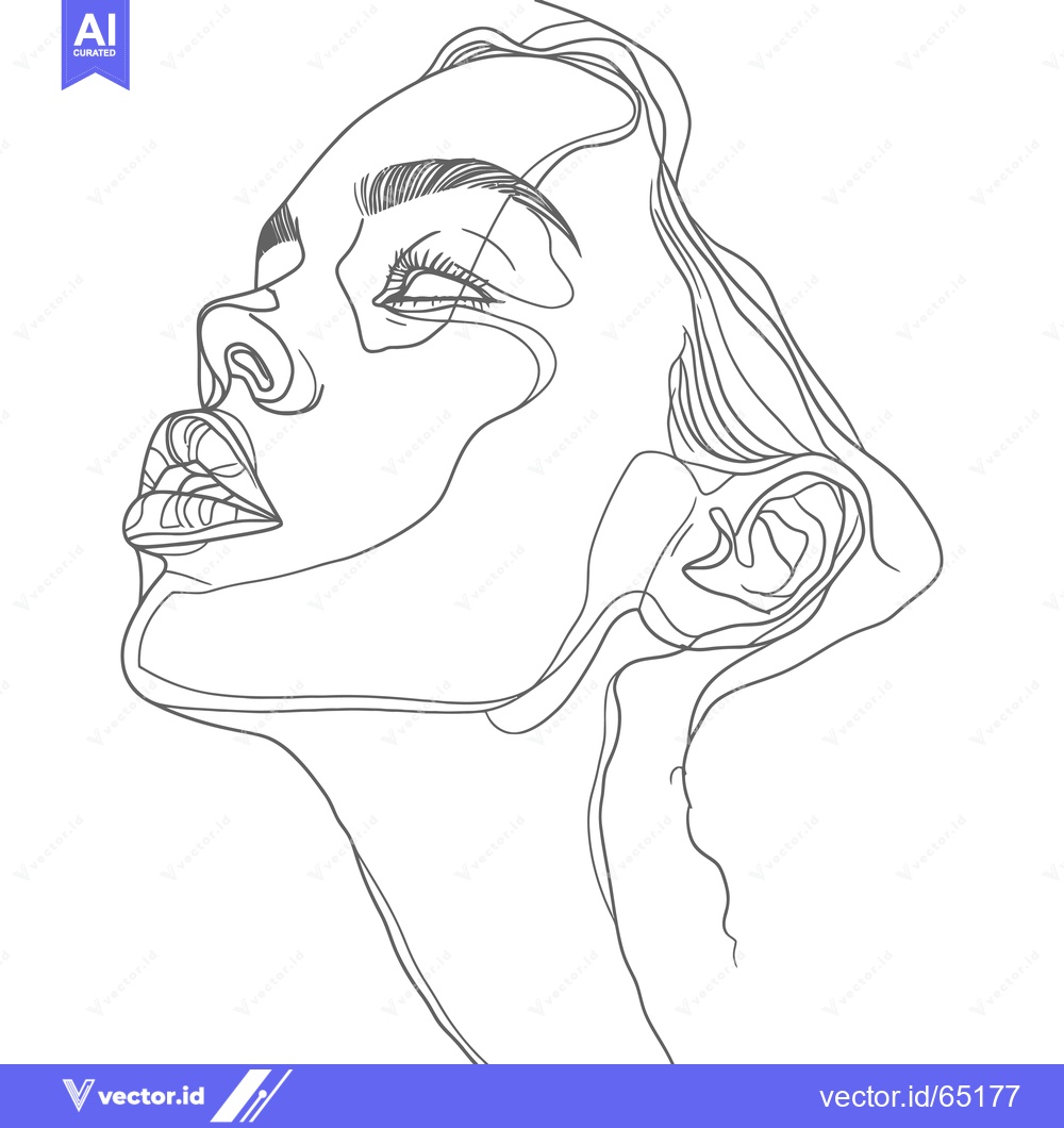 Premium Vector dari Line Art Illustration of a Woman's Face with Closed Eyes