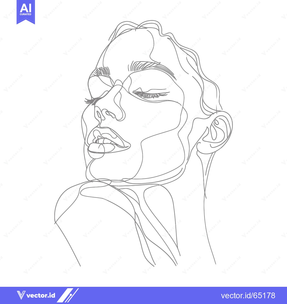 Premium Vector dari Single-Line Drawing of a Woman's Face with Closed Eyes
