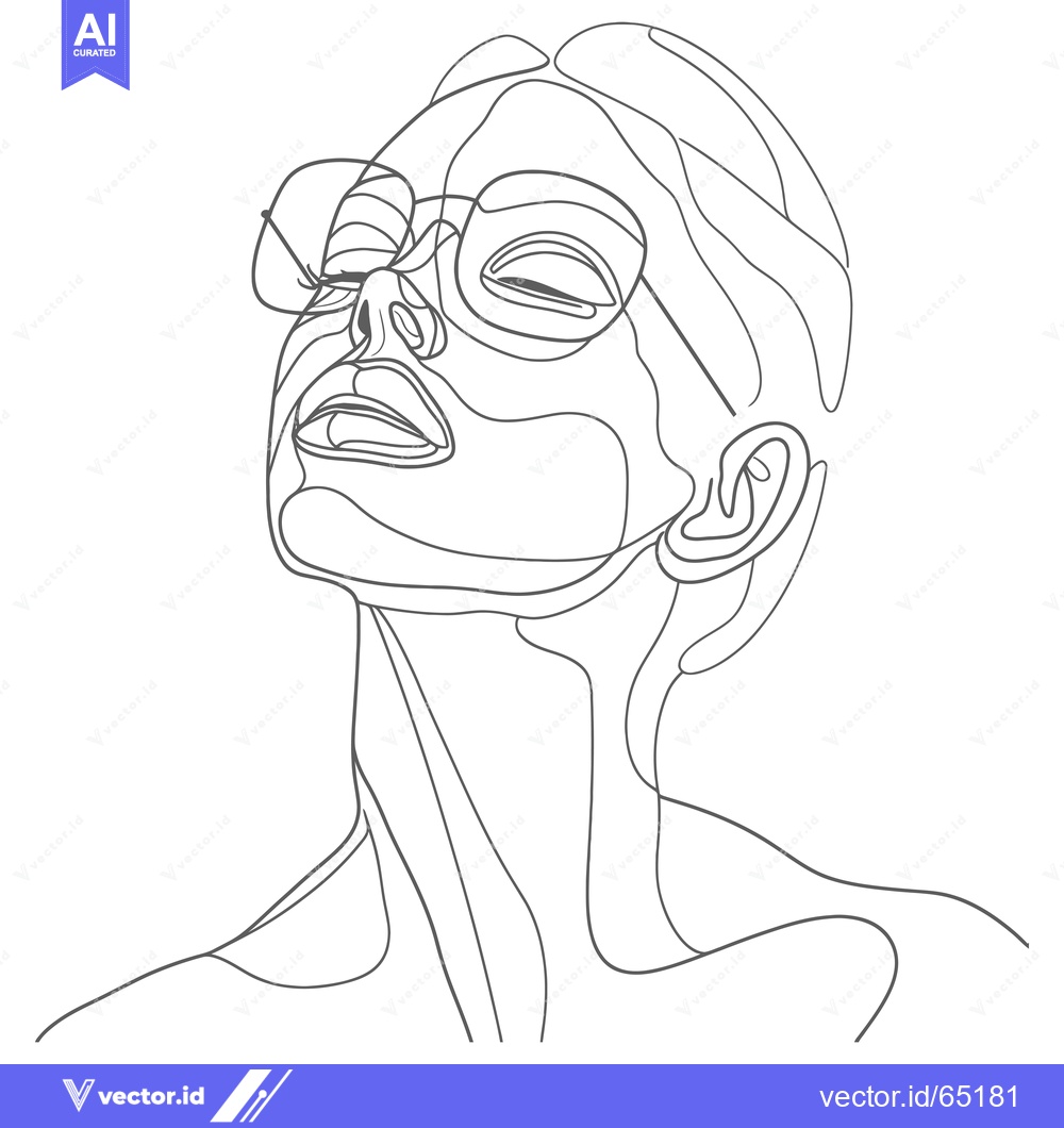 Premium Vector dari Abstract Line Art Portrait of a Woman Wearing Glasses
