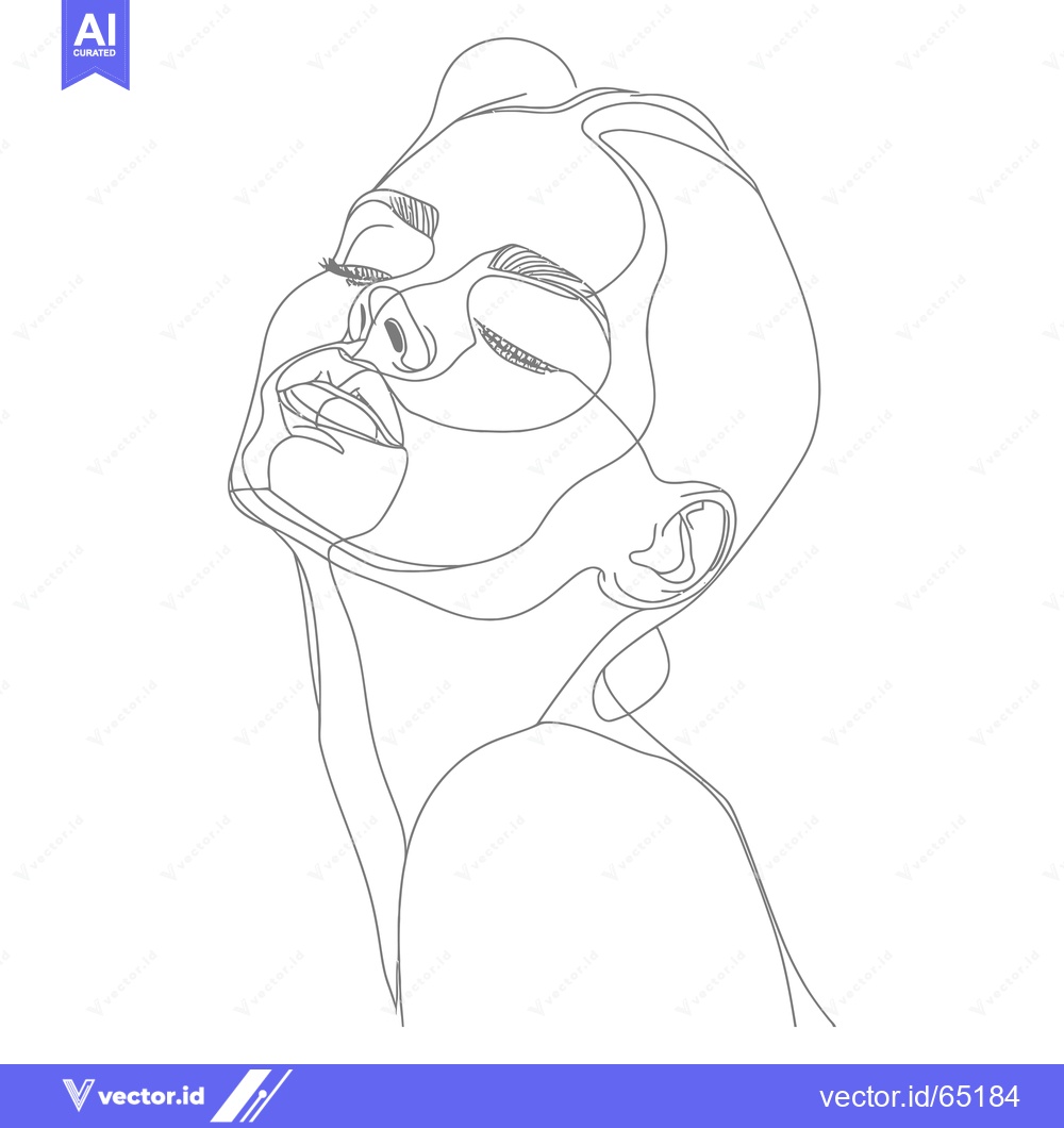 Premium Vector dari Continuous Line Drawing of a Woman's Face with Eyes Closed