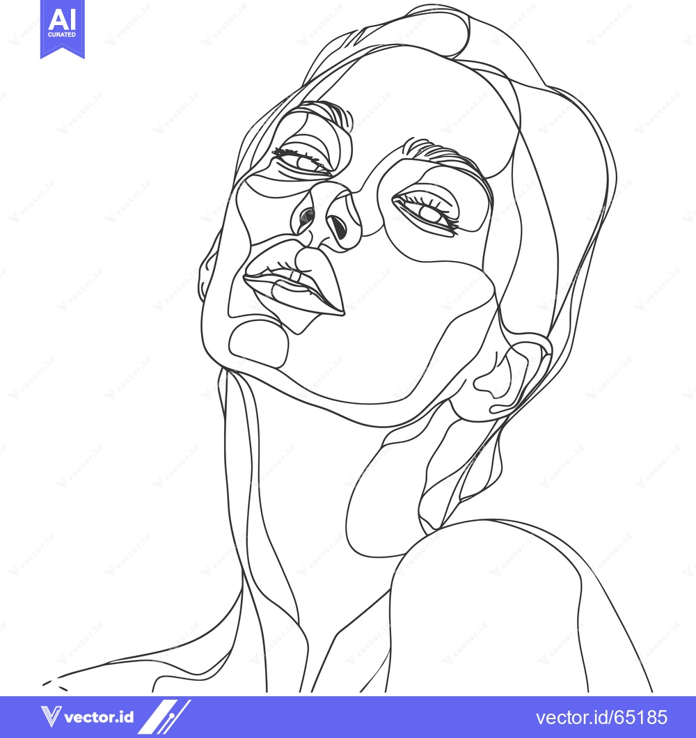 Premium Vector dari Line Art Portrait of a Woman with Closed Eyes