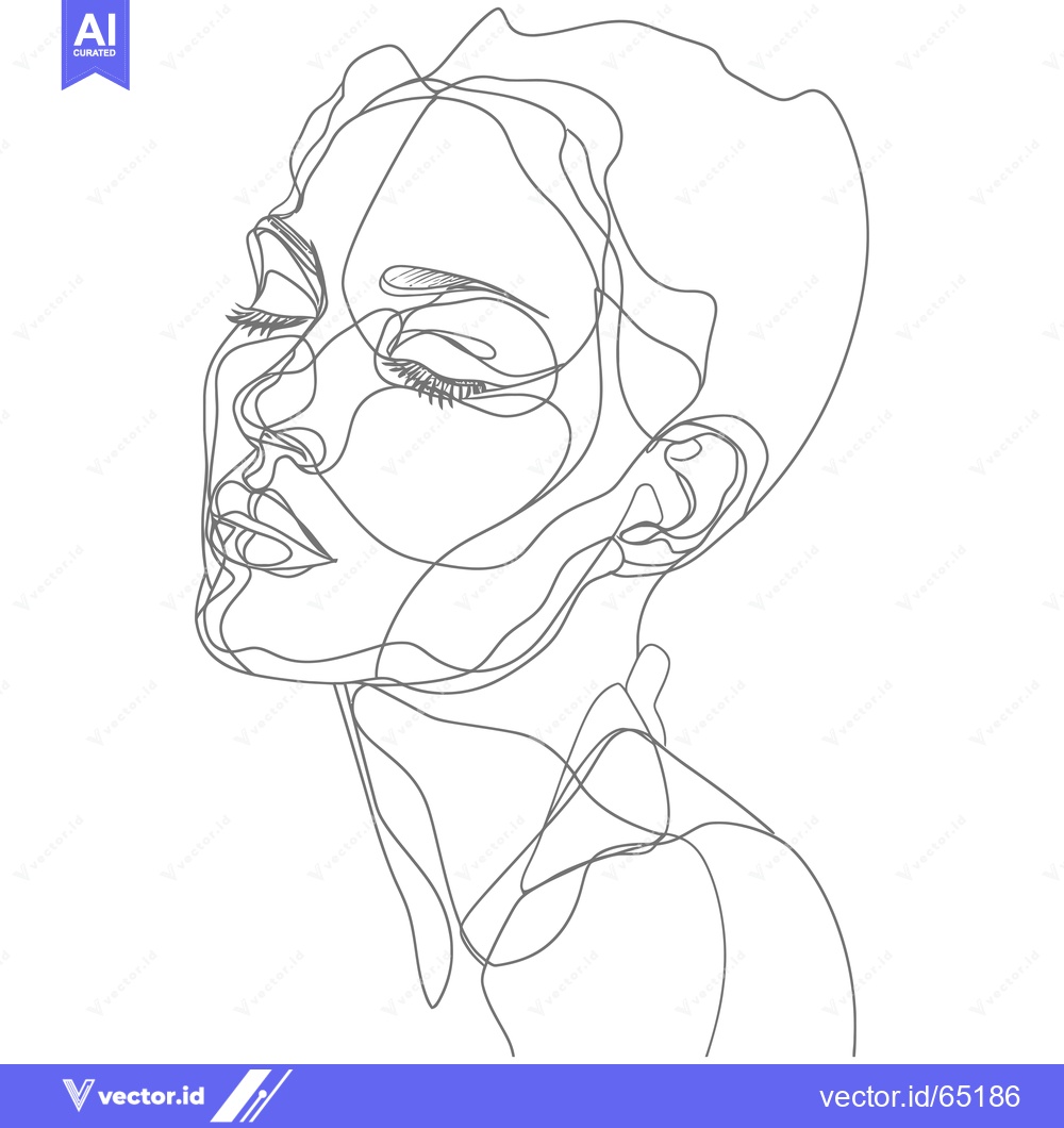 Premium Vector dari Single-Line Abstract Portrait of a Woman with Closed Eyes
