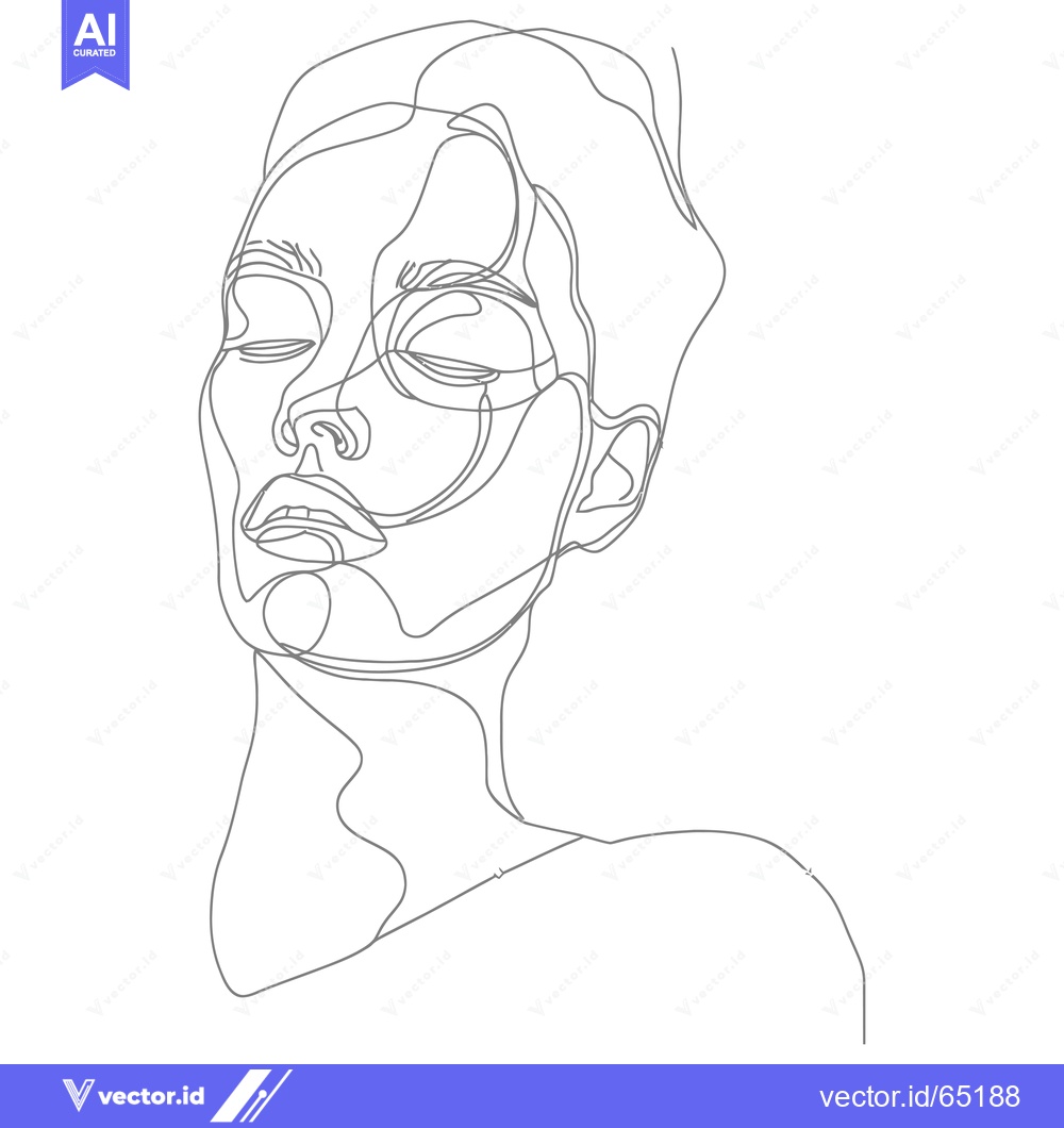 Premium Vector dari Single-Line Drawing of a Woman's Face with Closed Eyes