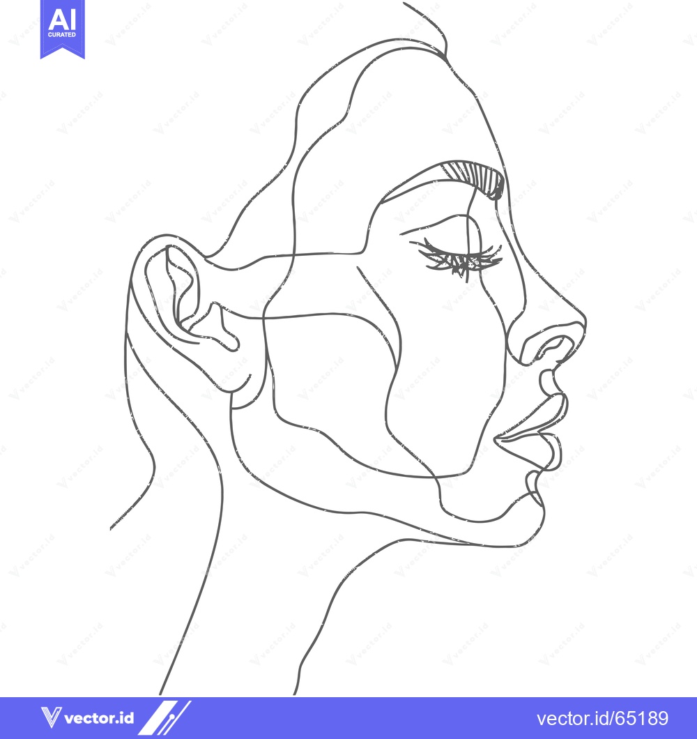 Premium Vector dari Single-Line Drawing of a Woman's Face in Profile