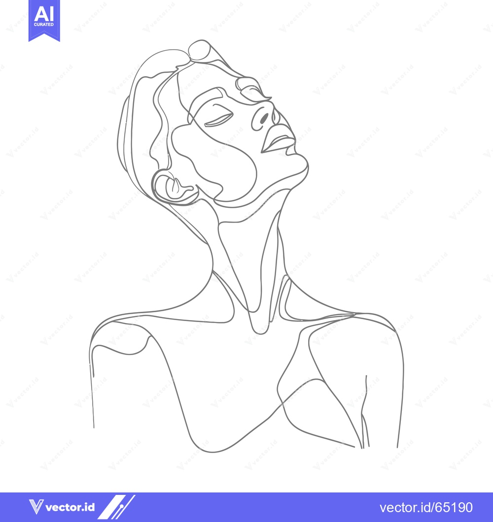 Premium Vector dari Continuous Line Drawing of a Woman's Face and Neck
