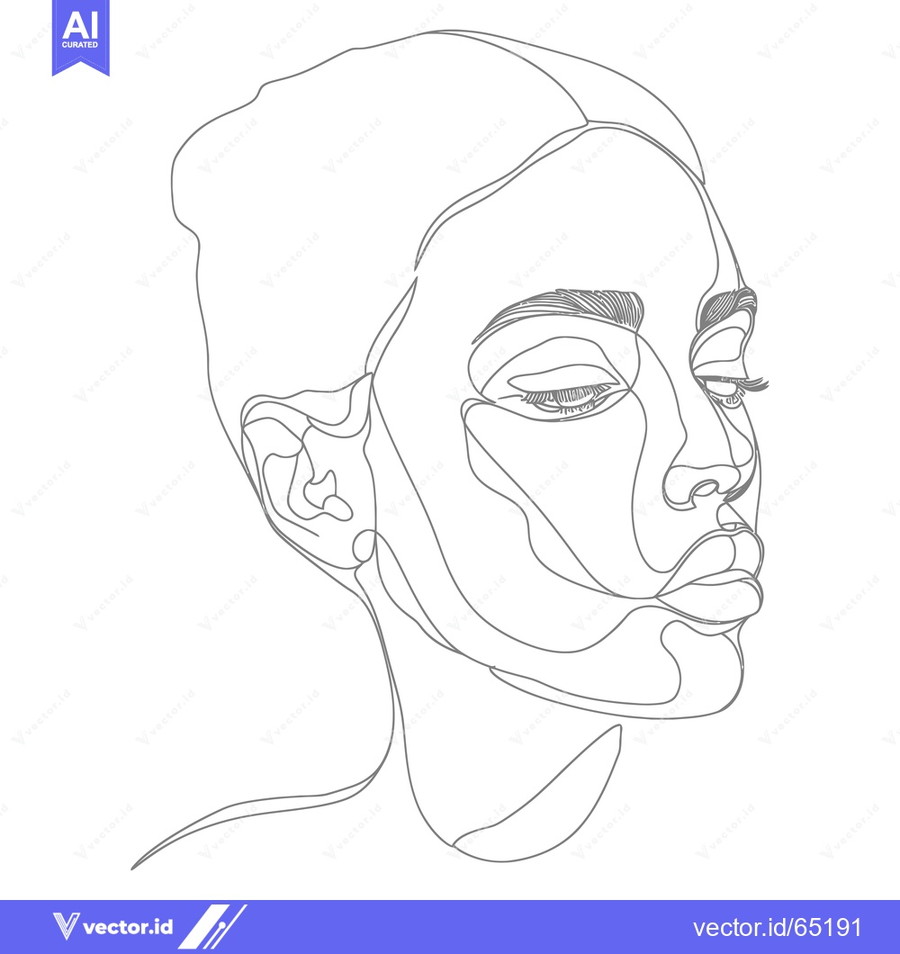 Premium Vector dari Single Line Drawing of a Woman's Face with Eyes Closed