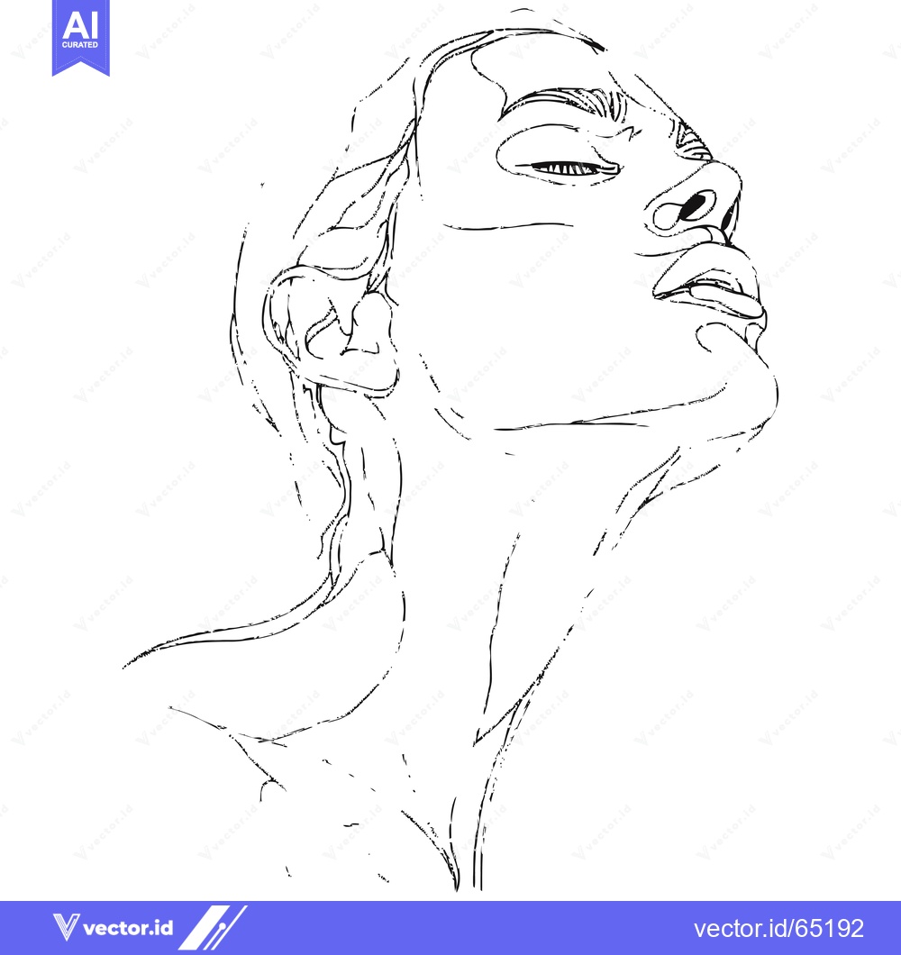 Premium Vector of A Line Drawing of a Woman's Face Tilted Upwards