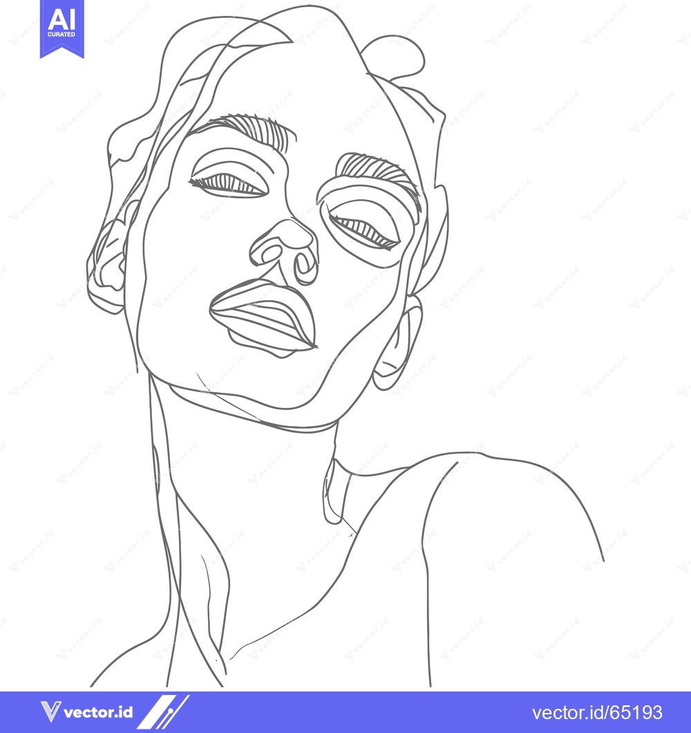 Premium Vector of A single-line drawing of a woman's face with her eyes closed