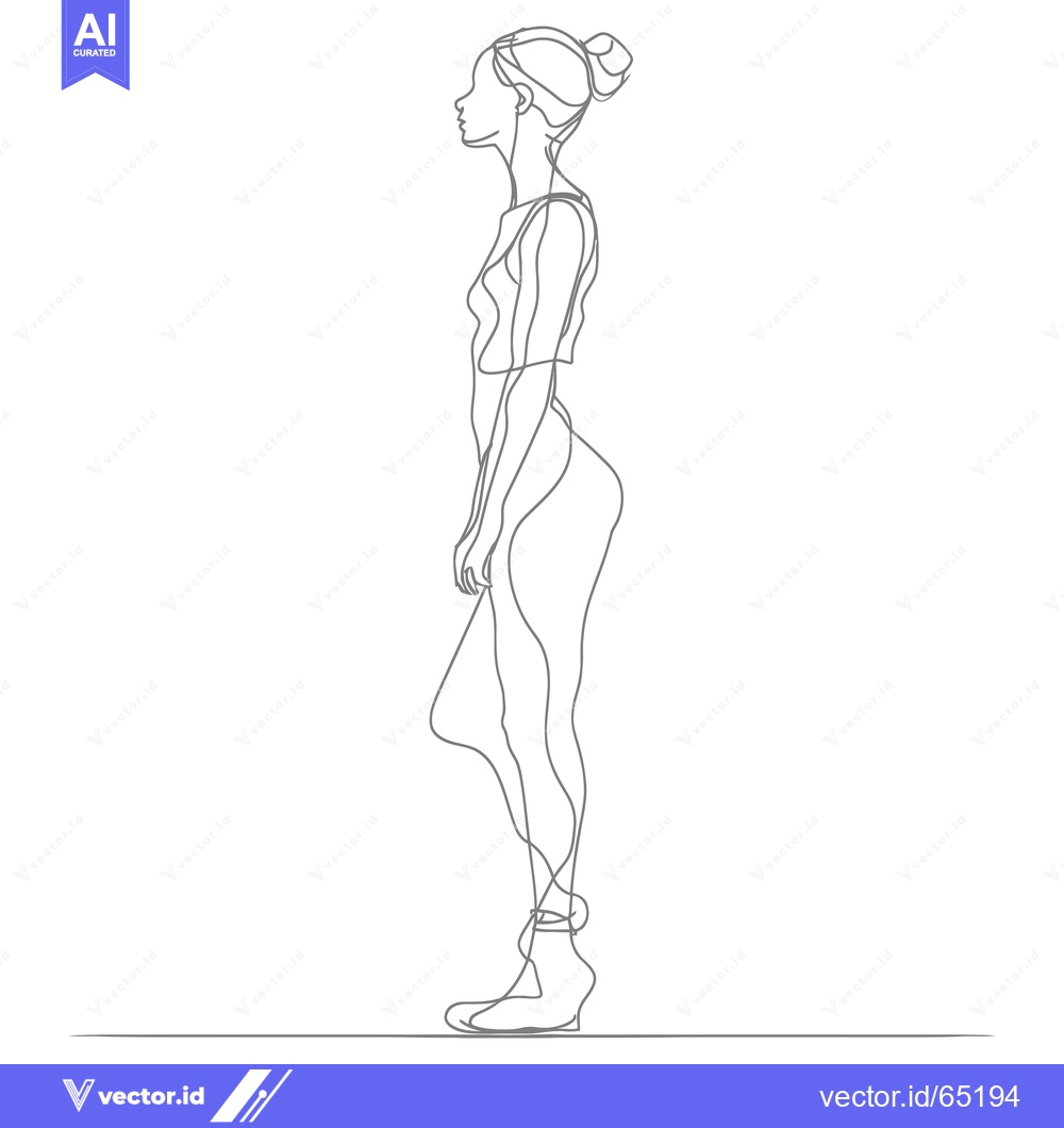 Premium Vector of Single-Line Drawing of a Woman in a Tank Top and Pants