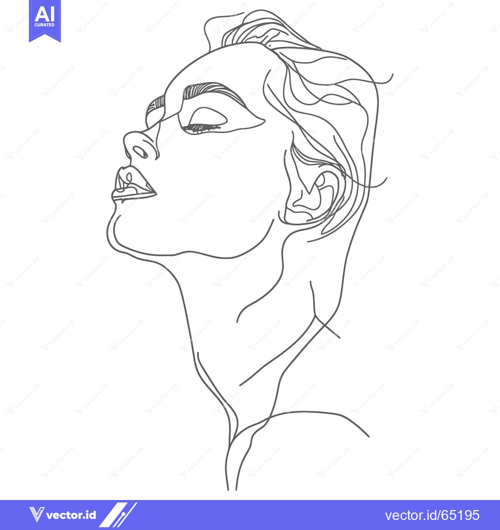 Premium Vector of Single-Line Art Portrait of a Woman with Closed Eyes