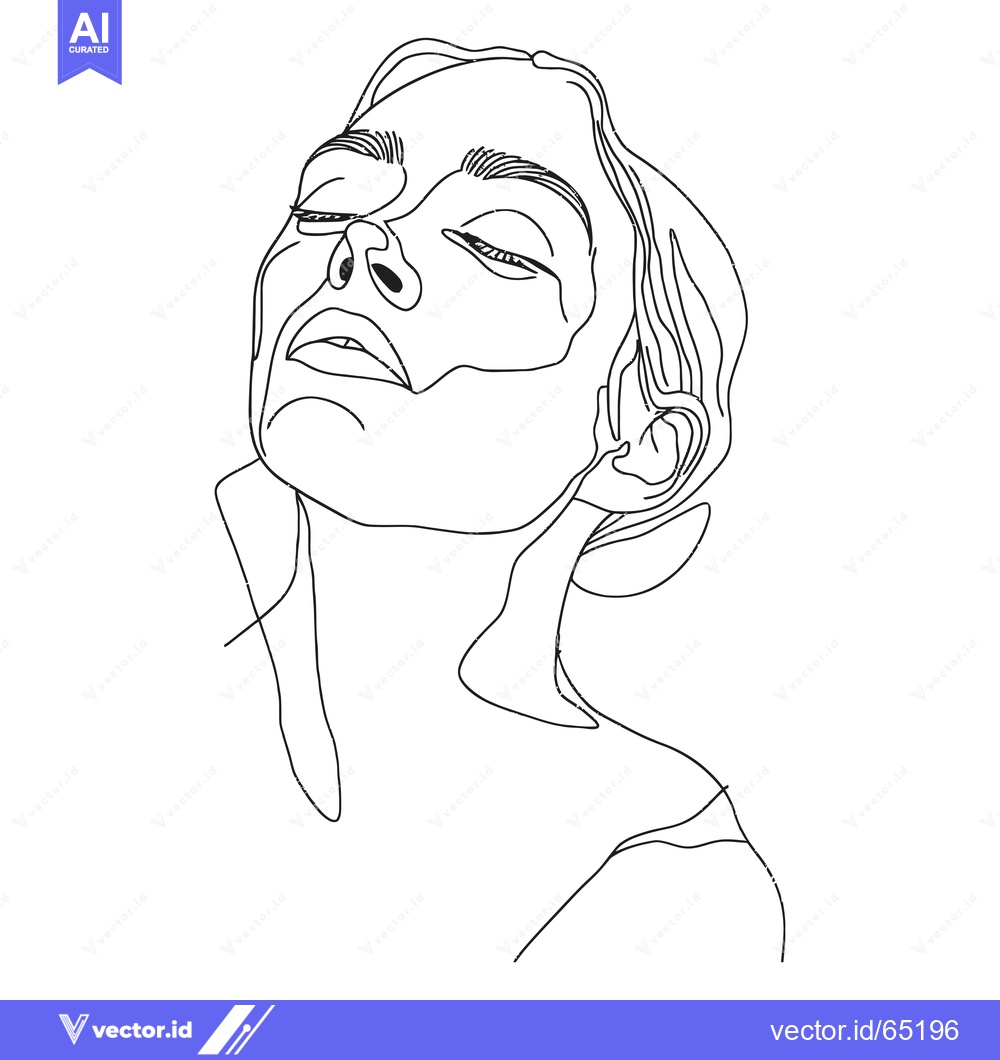 Premium Vector dari Line Art Portrait of a Woman with Closed Eyes