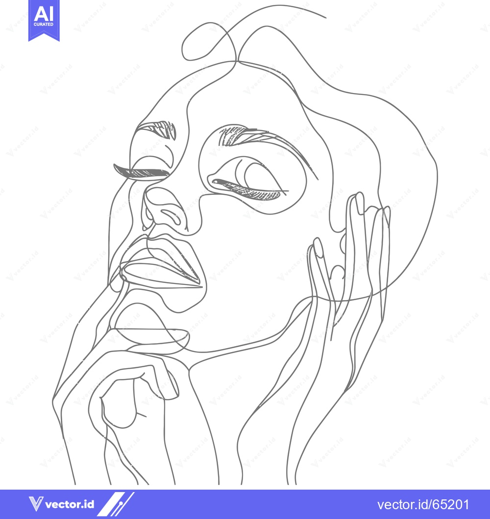 Premium Vector of A Single-Line Abstract Portrait of a Woman with Closed Eyes