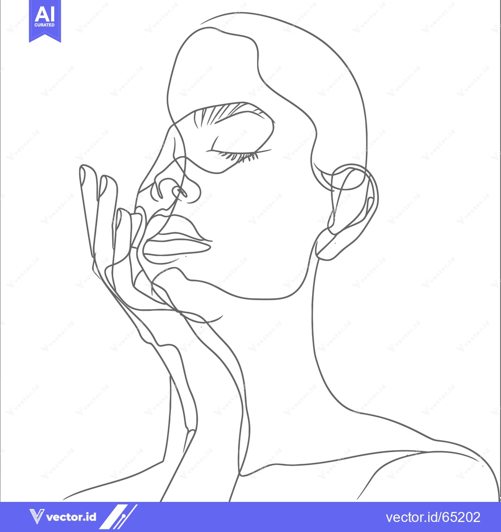 Premium Vector of Single Line Drawing of a Woman with Closed Eyes