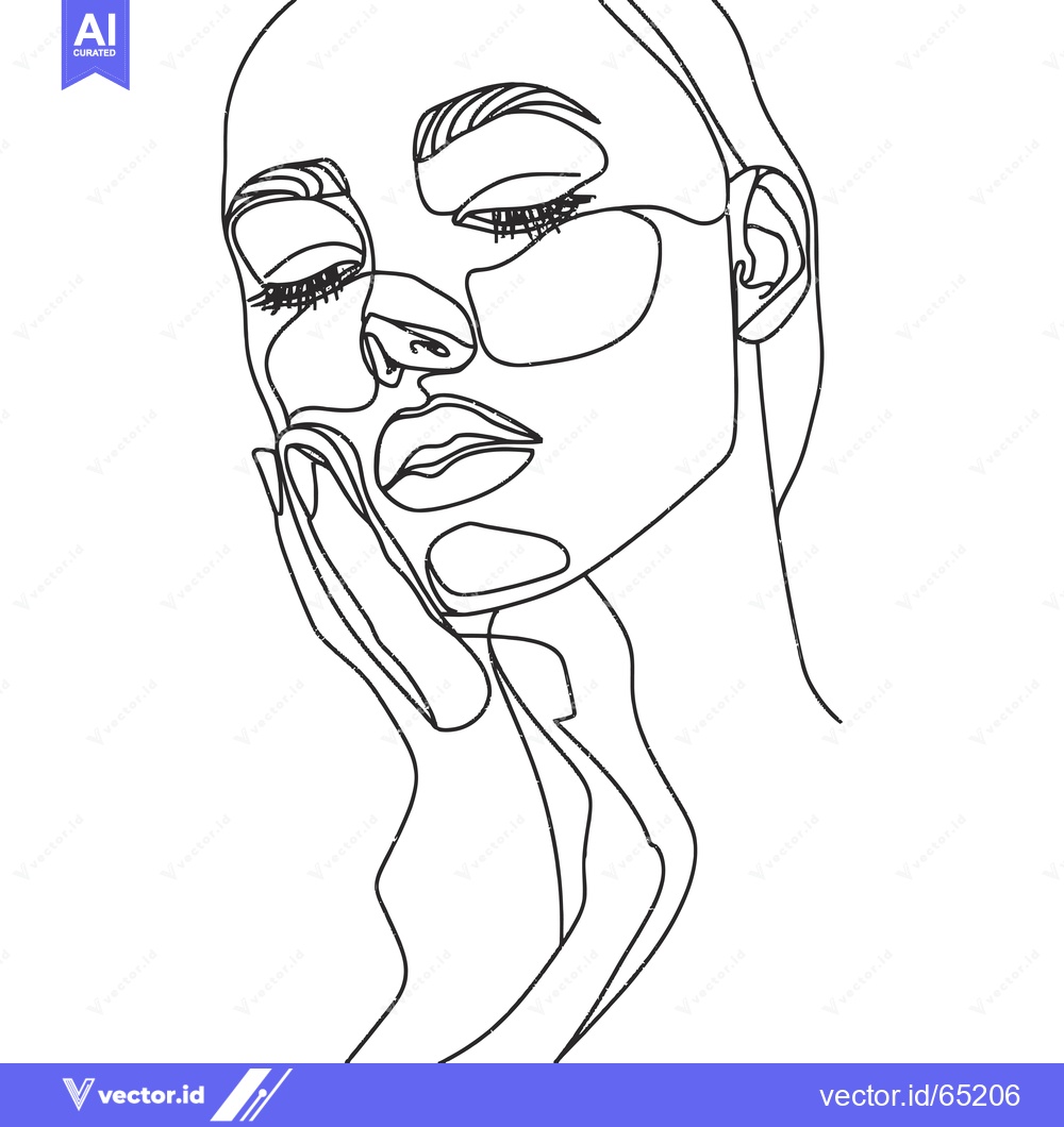 Premium Vector dari Single-Line Abstract Drawing of a Woman's Face with Closed Eyes