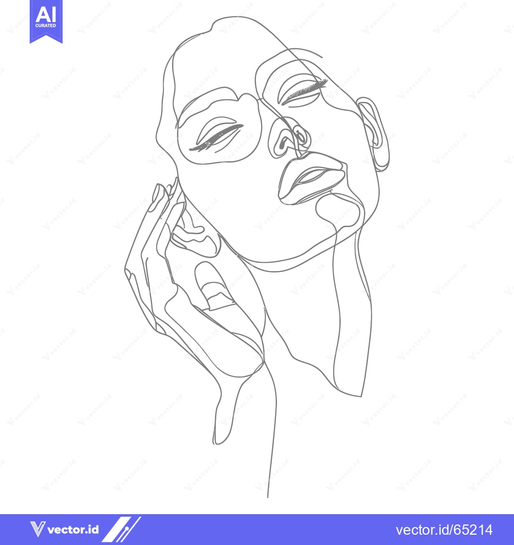 Premium Vector of A Single Line Drawing of a Woman's Face with Glasses and Closed Eyes