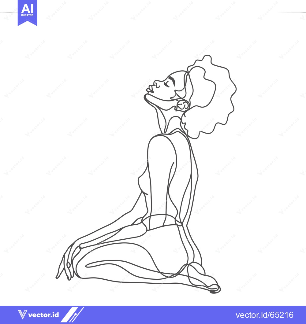 Premium Vector dari Single Line Drawing of a Woman Sitting on Her Knees