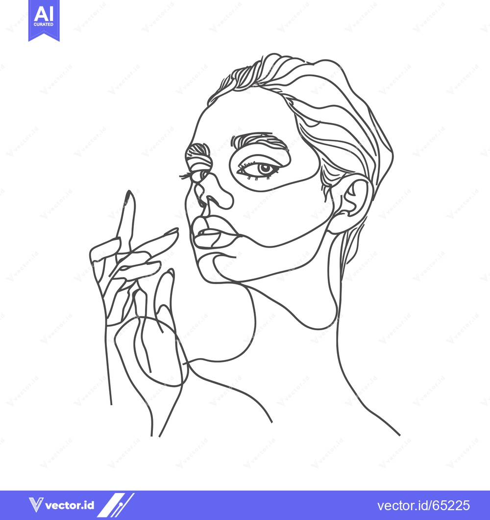 Premium Vector dari One-Line Art Portrait of a Woman with Her Hair Pulled Back