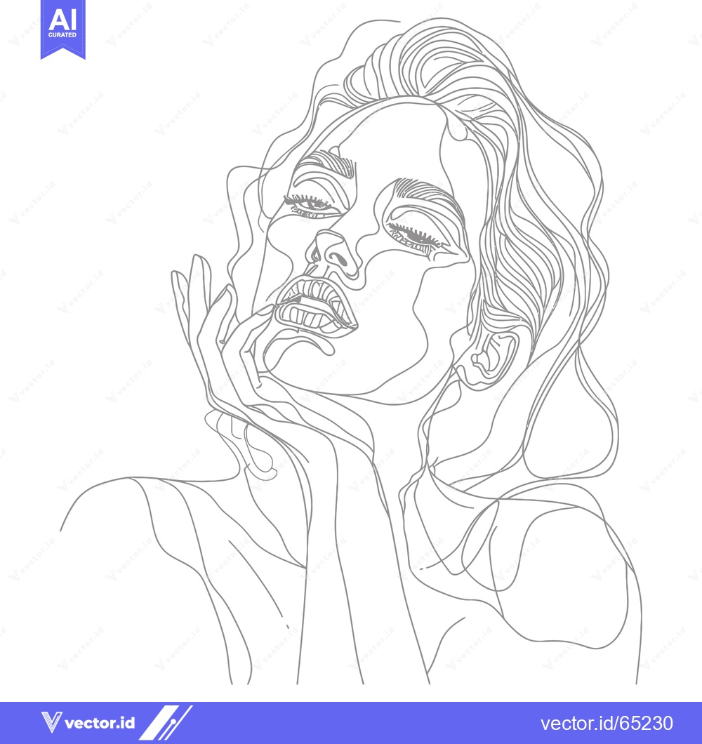 Premium Vector dari Abstract Line Art Portrait of a Woman with Closed Eyes