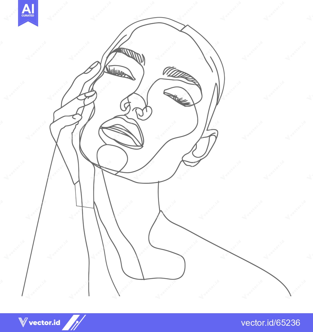 Premium Vector dari Single-Line Drawing of a Woman's Face with Closed Eyes