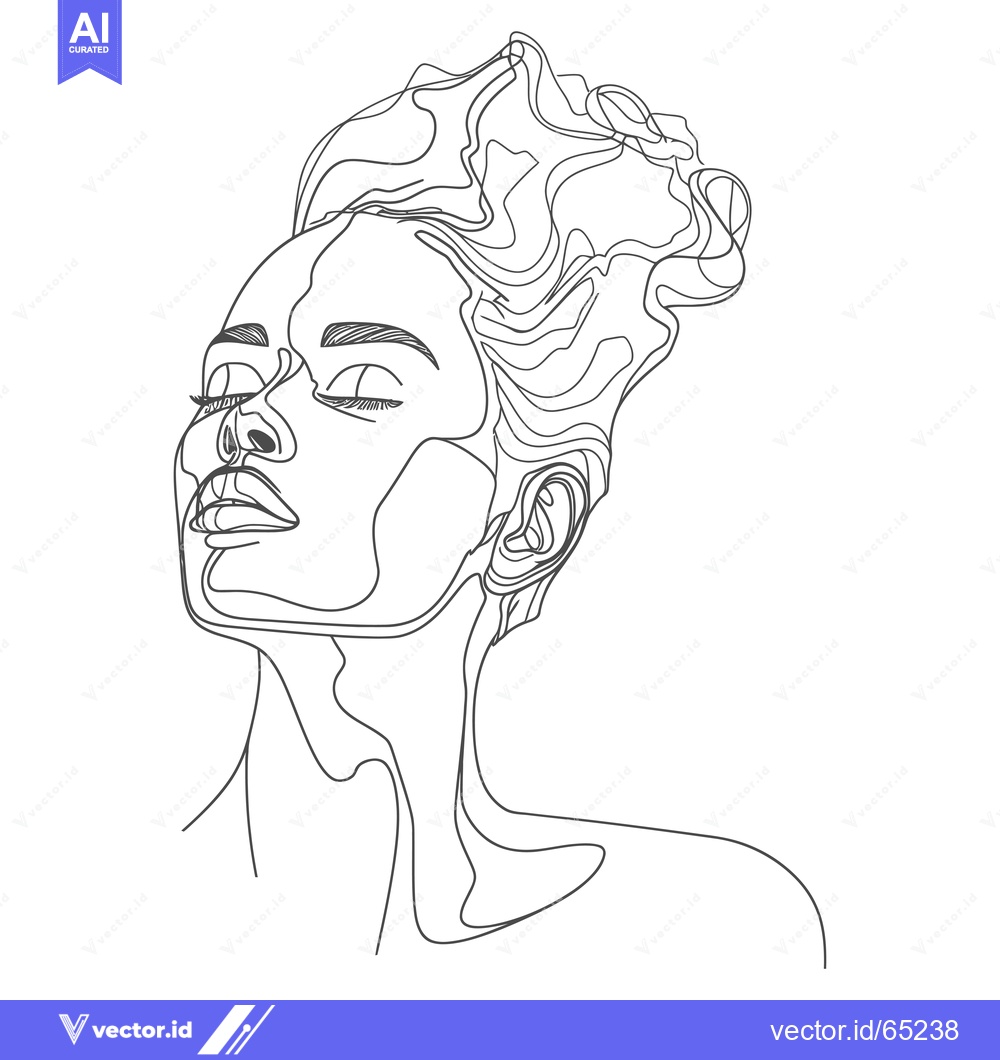 Premium Vector dari Single-Line Art Drawing of a Woman's Face with Her Head Tilted Back