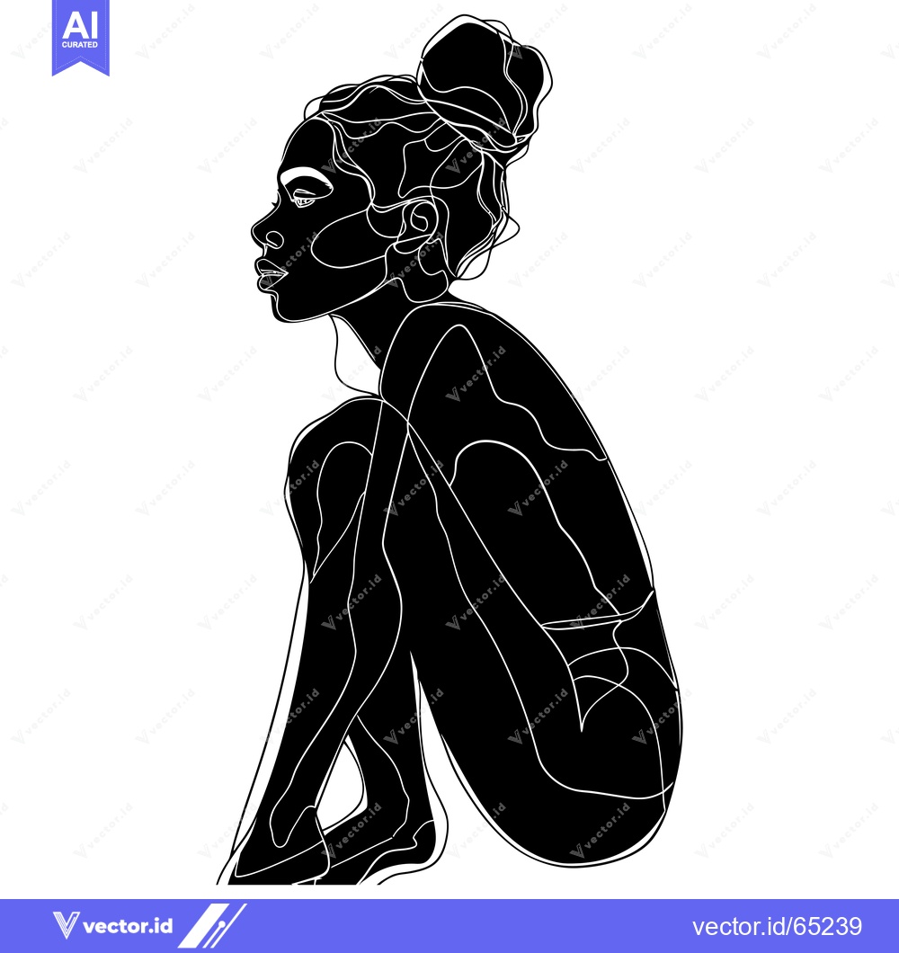 Premium Vector of Abstract Line Art Illustration of a Woman Sitting with Her Legs Crosse