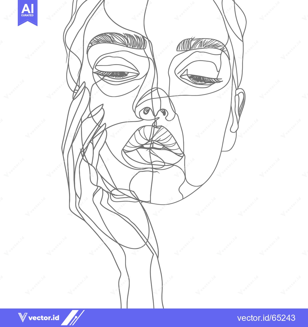 Premium Vector dari Continuous Line Drawing of a Woman's Face