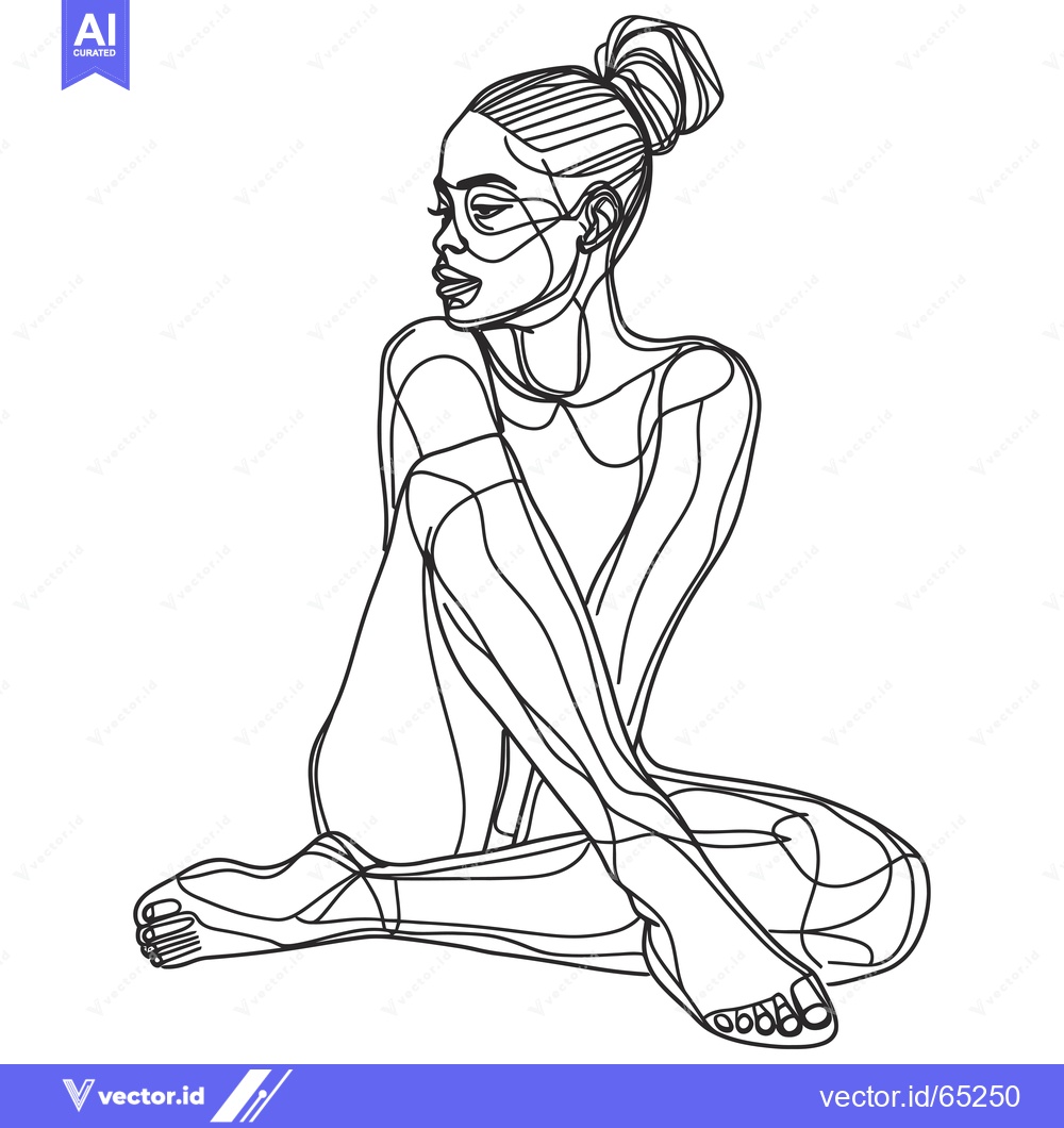 Premium Vector of Line Drawing of a Woman Sitting with Her Legs Crossed