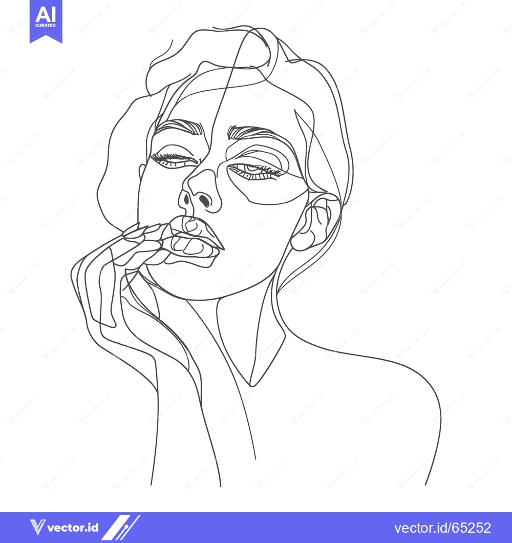 Premium Vector dari Single Line Drawing of a Woman's Face in Profile