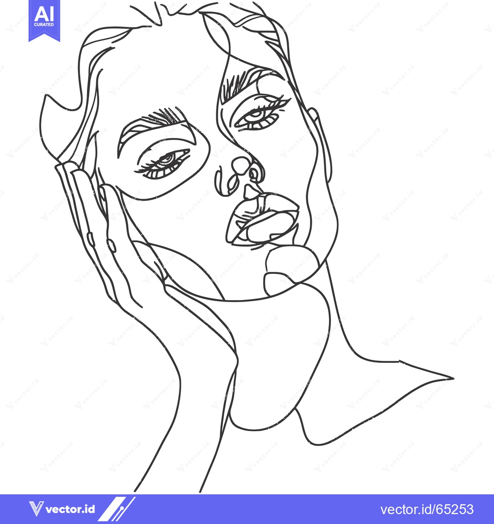 Premium Vector of Abstract Line Drawing of a Woman's Face