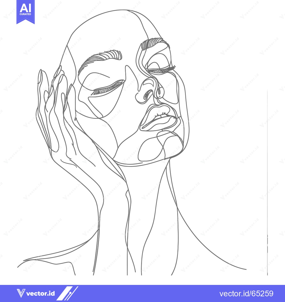 Premium Vector of Single-Line Drawing of a Woman's Face with Eyes Closed