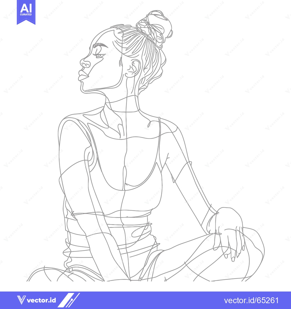 Premium Vector of A Line Drawing of a Woman Sitting and Looking Up