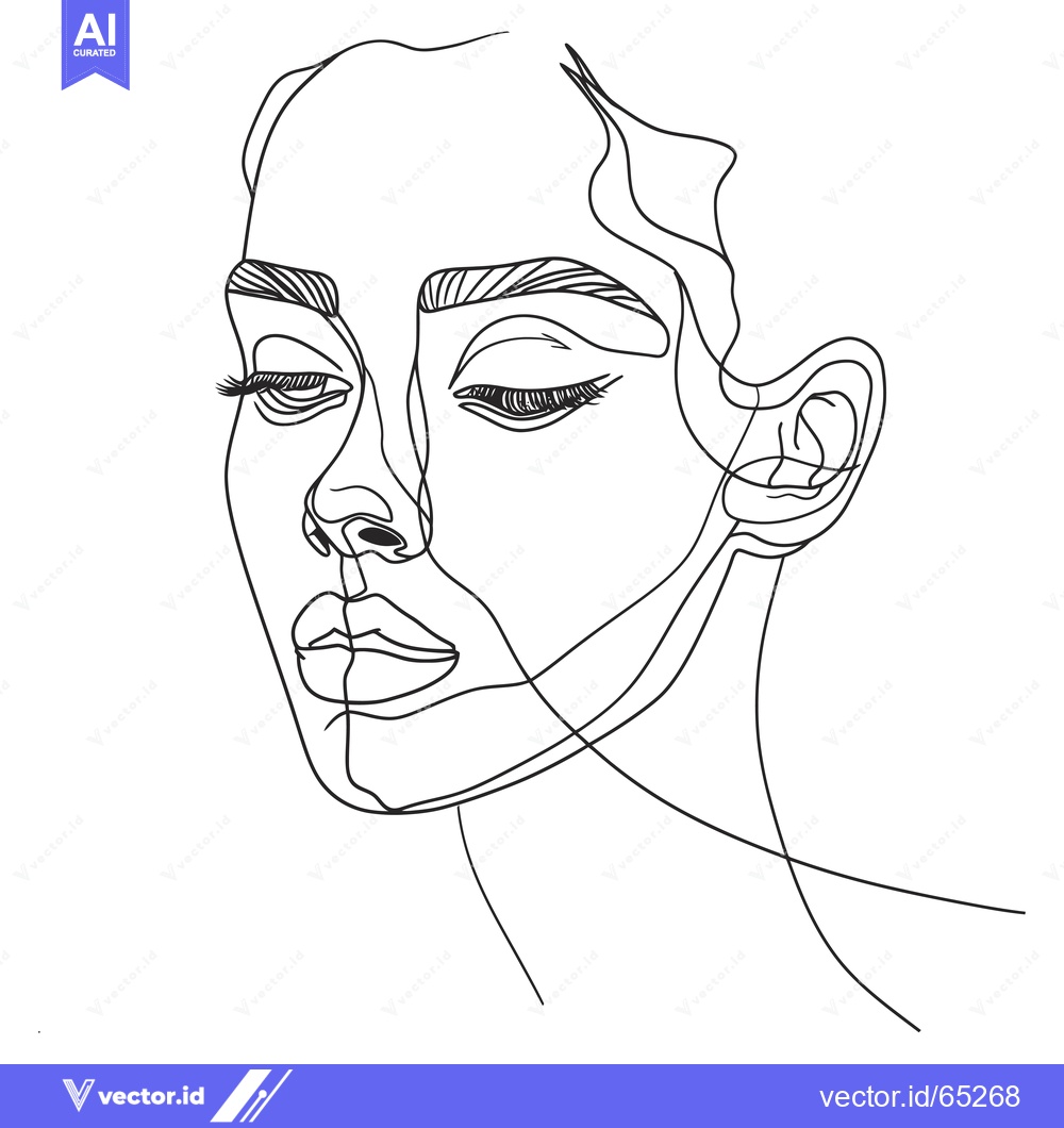 Premium Vector dari Single-Line Art Portrait of a Woman with Closed Eyes